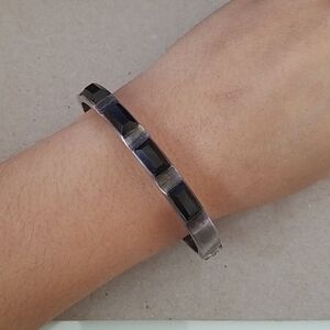 Vintage Sterling Silver and Onyx Bracelet
